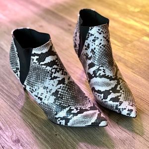 NWOT Faux Snake Skin Ankle Boots with Kitten Heel